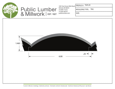 1-7/16"x6" Tongue and Groove TGPL39