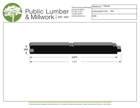 11/16"x7-3/16" Tongue and Groove TGPL40