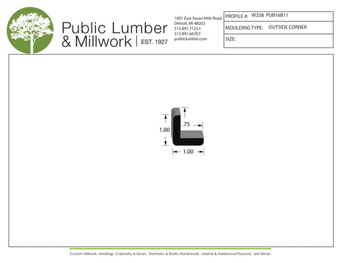 1"x1" Outside Corner Moulding W238