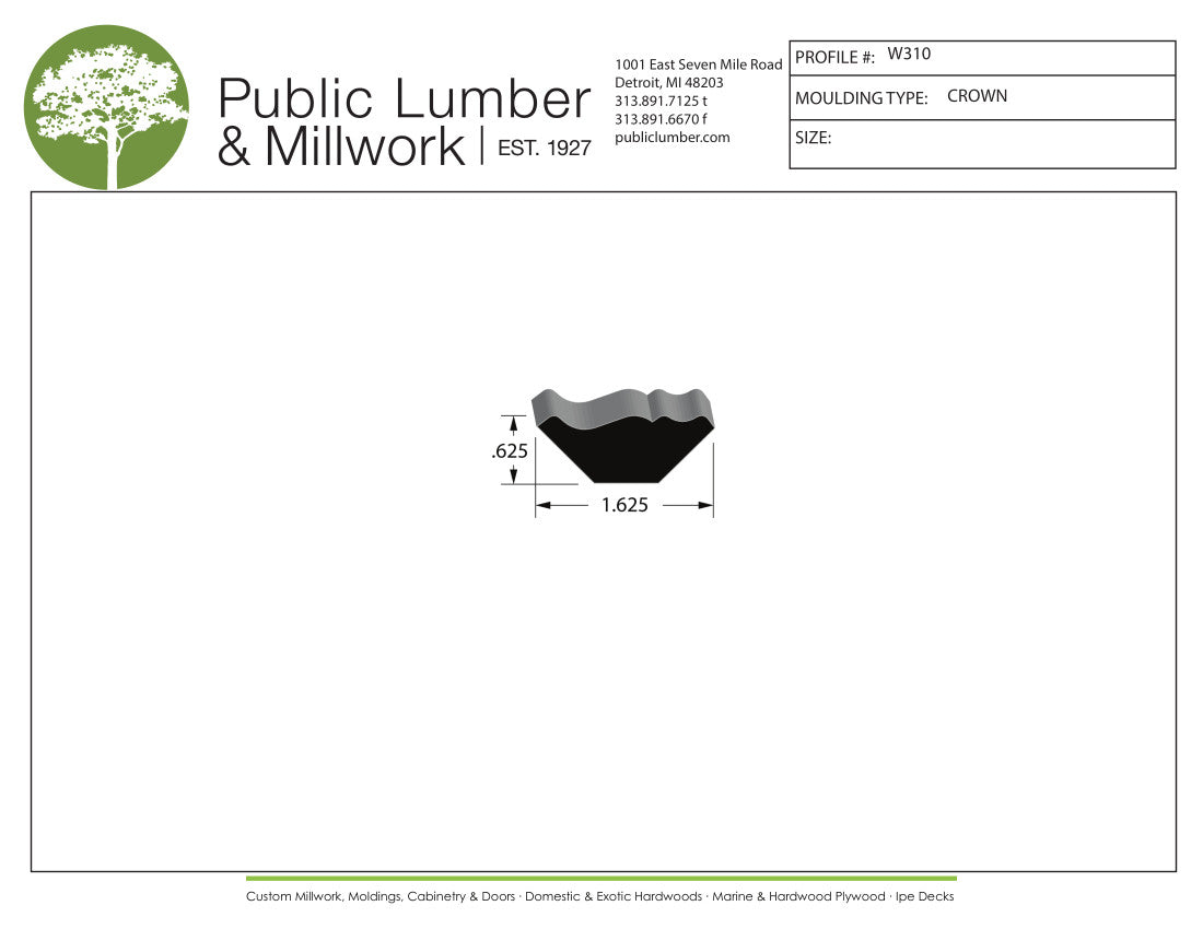 5/8"x1-5/8" Crown W310