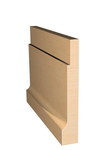 Three dimensional rendering of custom base wood molding BAPL41224 made by Public Lumber Company in Detroit.