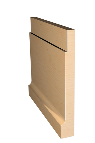 Three dimensional rendering of custom base wood molding BAPL51239 made by Public Lumber Company in Detroit.