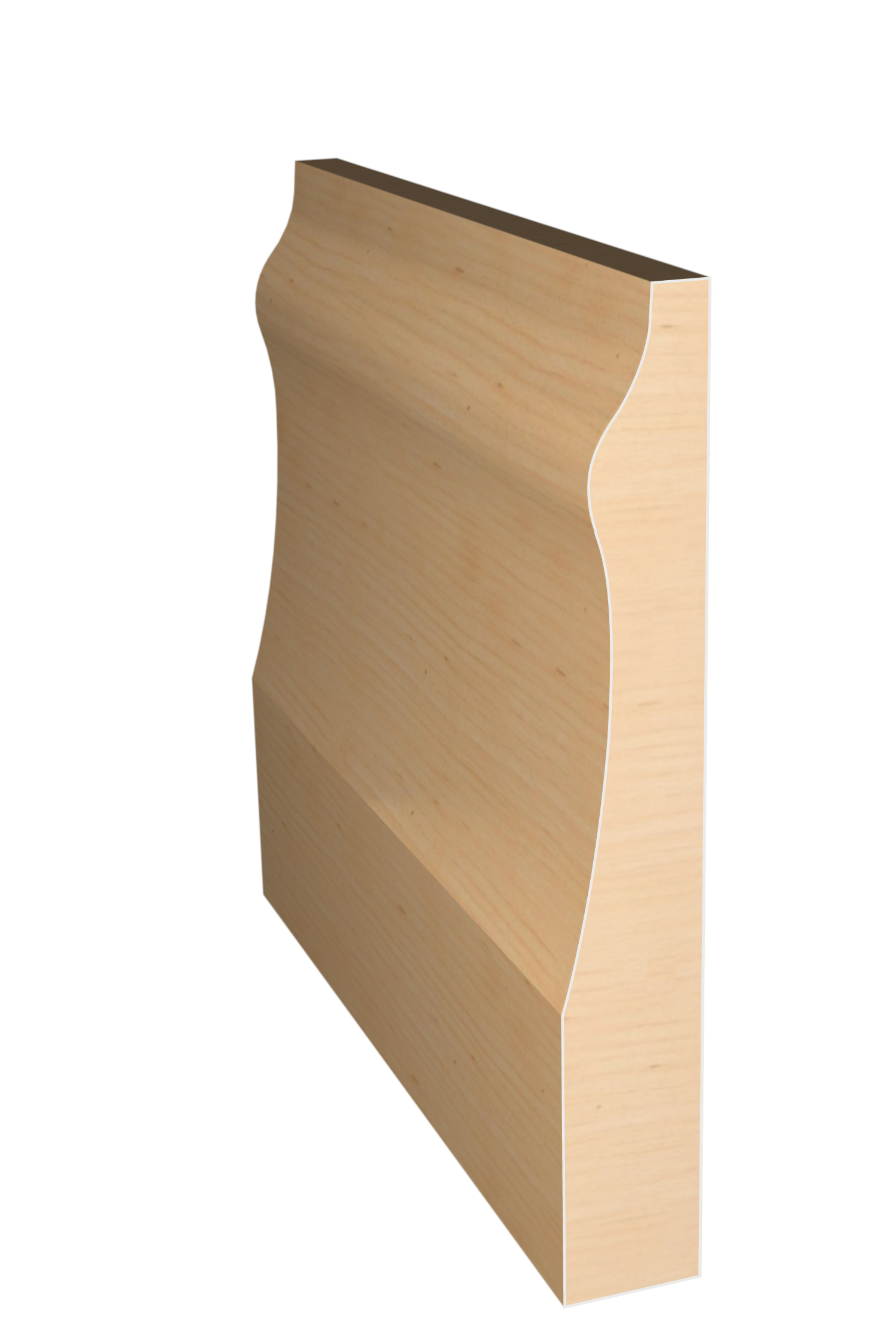 Three dimensional rendering of custom base wood molding BAPL5126 made by Public Lumber Company in Detroit.