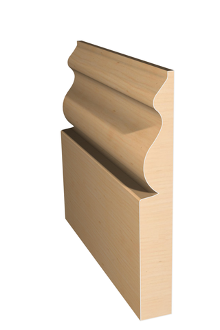 Three dimensional rendering of custom base wood molding BAPL5384 made by Public Lumber Company in Detroit.