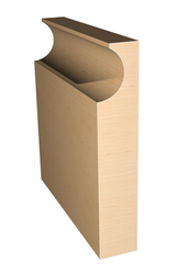 Three dimensional rendering of custom base wood molding BAPL6125 made by Public Lumber Company in Detroit.