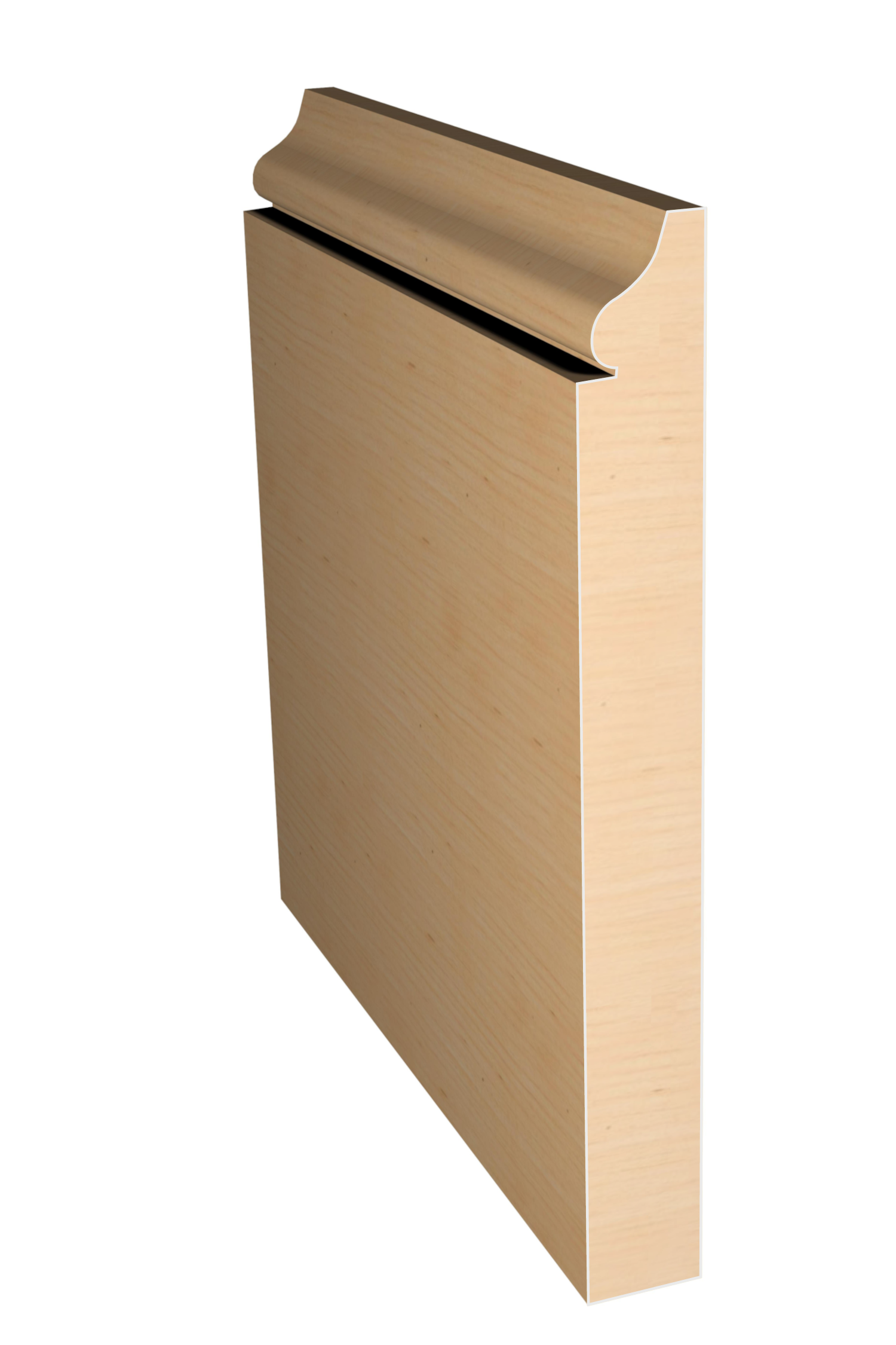 Three dimensional rendering of custom base wood molding BAPL6126 made by Public Lumber Company in Detroit.