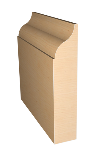 Three dimensional rendering of custom base wood molding BAPL614 made by Public Lumber Company in Detroit.