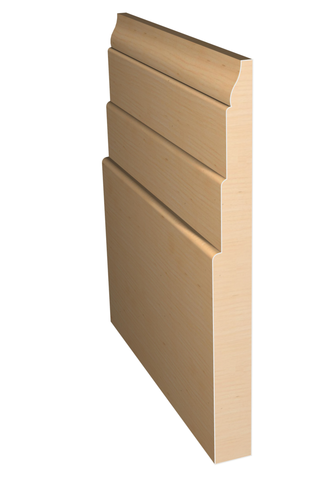 Three dimensional rendering of custom base wood molding BAPL7123 made by Public Lumber Company in Detroit.