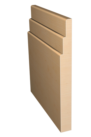 Three dimensional rendering of custom base wood molding BAPL71427 made by Public Lumber Company in Detroit.