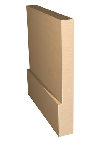 Three dimensional rendering of custom base wood molding BAPL71428 made by Public Lumber Company in Detroit.