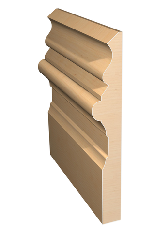 Three dimensional rendering of custom base wood molding BAPL71434 made by Public Lumber Company in Detroit.