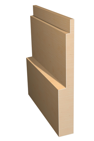 Three dimensional rendering of custom base wood molding BAPL7145 made by Public Lumber Company in Detroit.