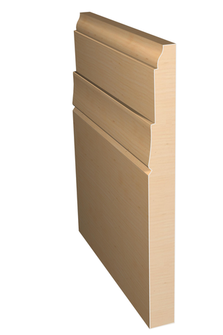 Three dimensional rendering of custom base wood molding BAPL7342 made by Public Lumber Company in Detroit.