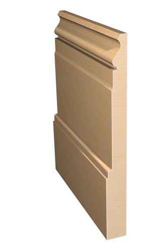 Three dimensional rendering of custom base wood molding BAPL7346 made by Public Lumber Company in Detroit.