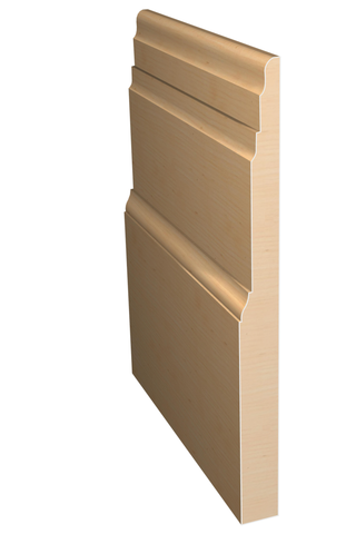 Three dimensional rendering of custom base wood molding BAPL8125 made by Public Lumber Company in Detroit.