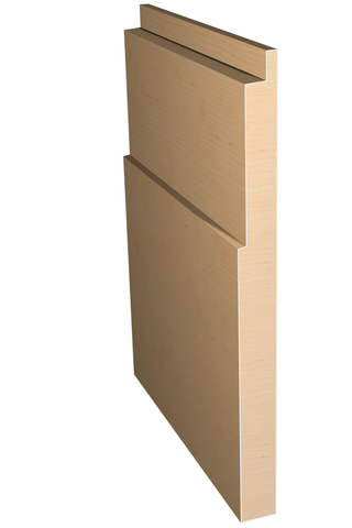Three dimensional rendering of custom base wood molding BAPL95 made by Public Lumber Company in Detroit.