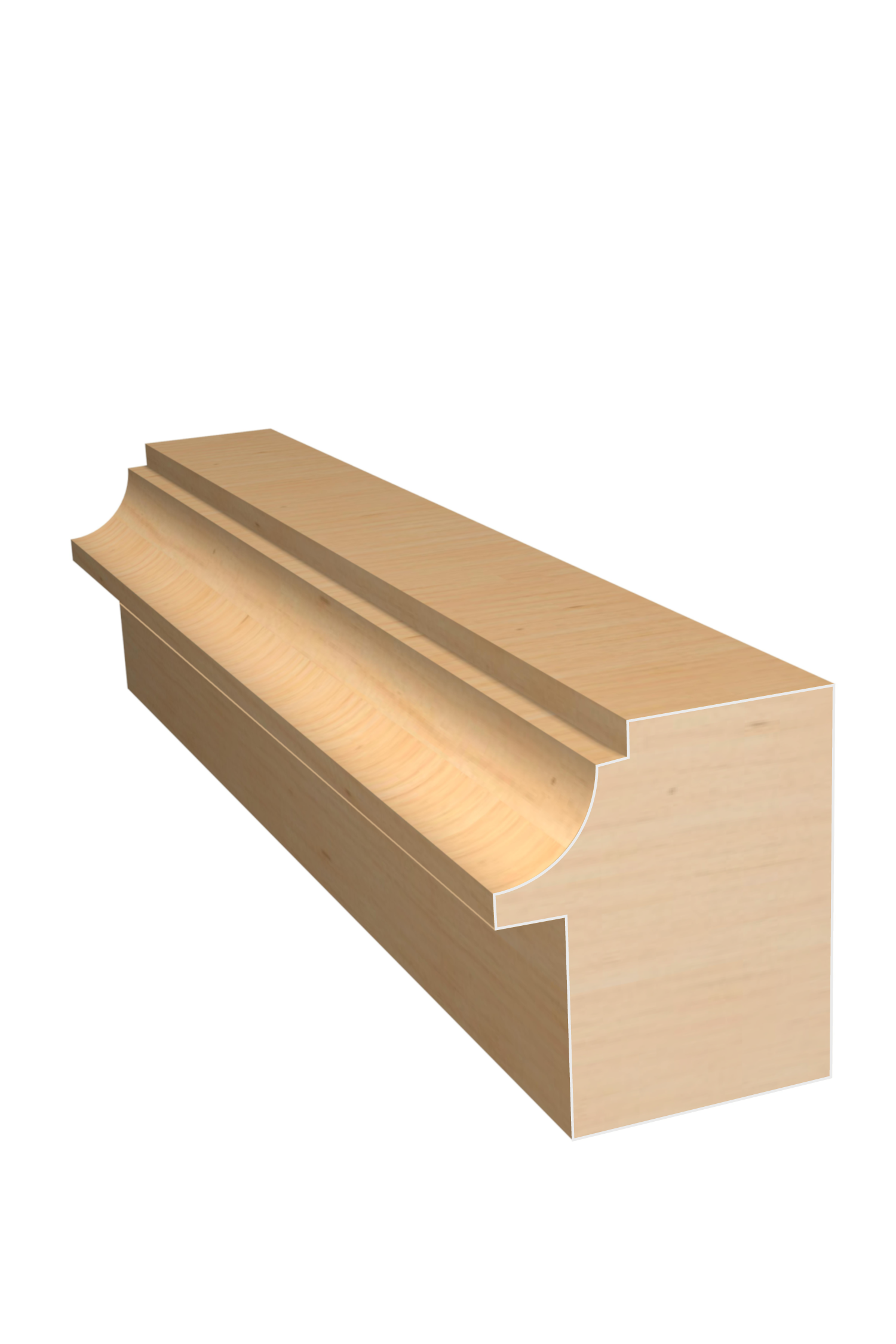 Three dimensional rendering of custom backband wood molding BBPL18 made by Public Lumber Company in Detroit.