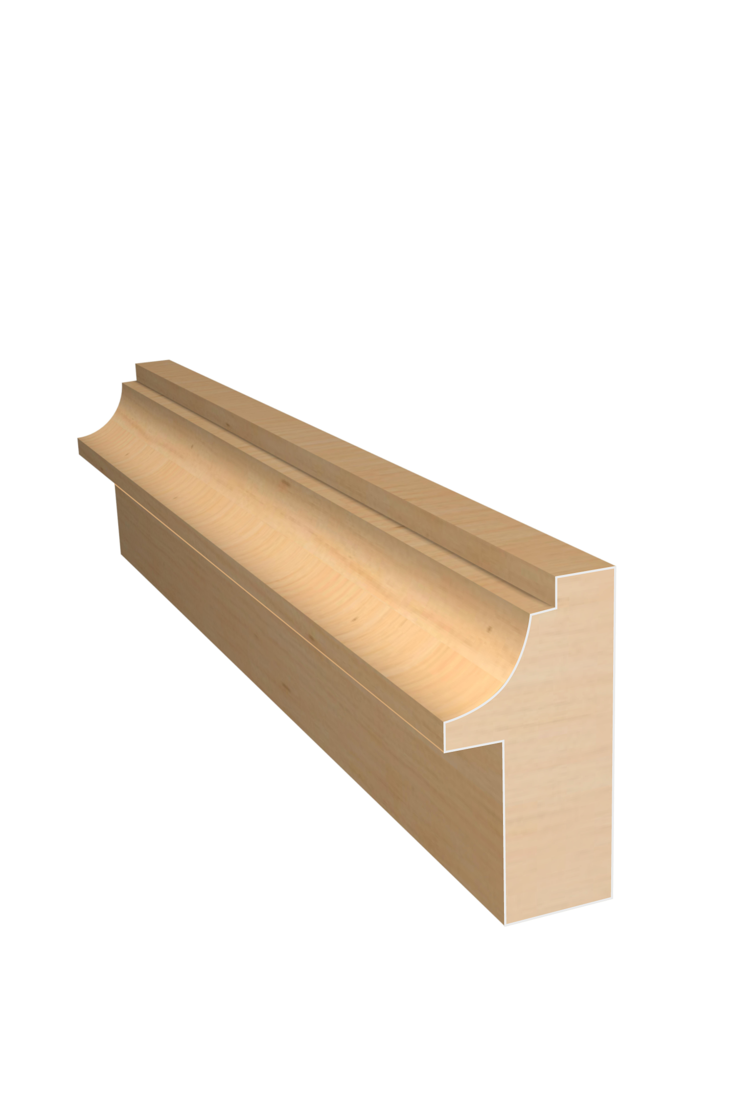 Three dimensional rendering of custom backband wood molding BBPL19 made by Public Lumber Company in Detroit.