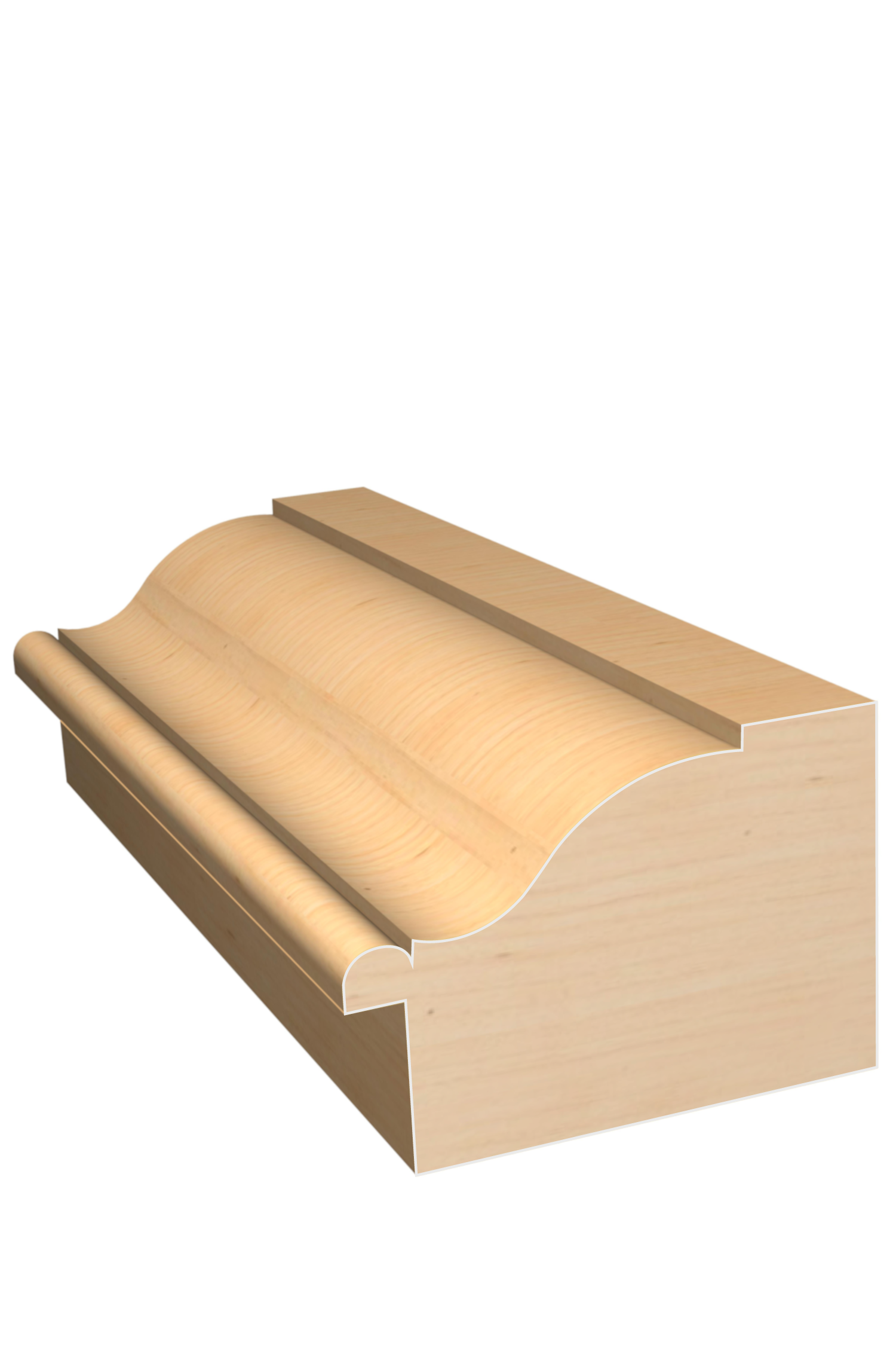 Three dimensional rendering of custom backband wood molding BBPL42 made by Public Lumber Company in Detroit.