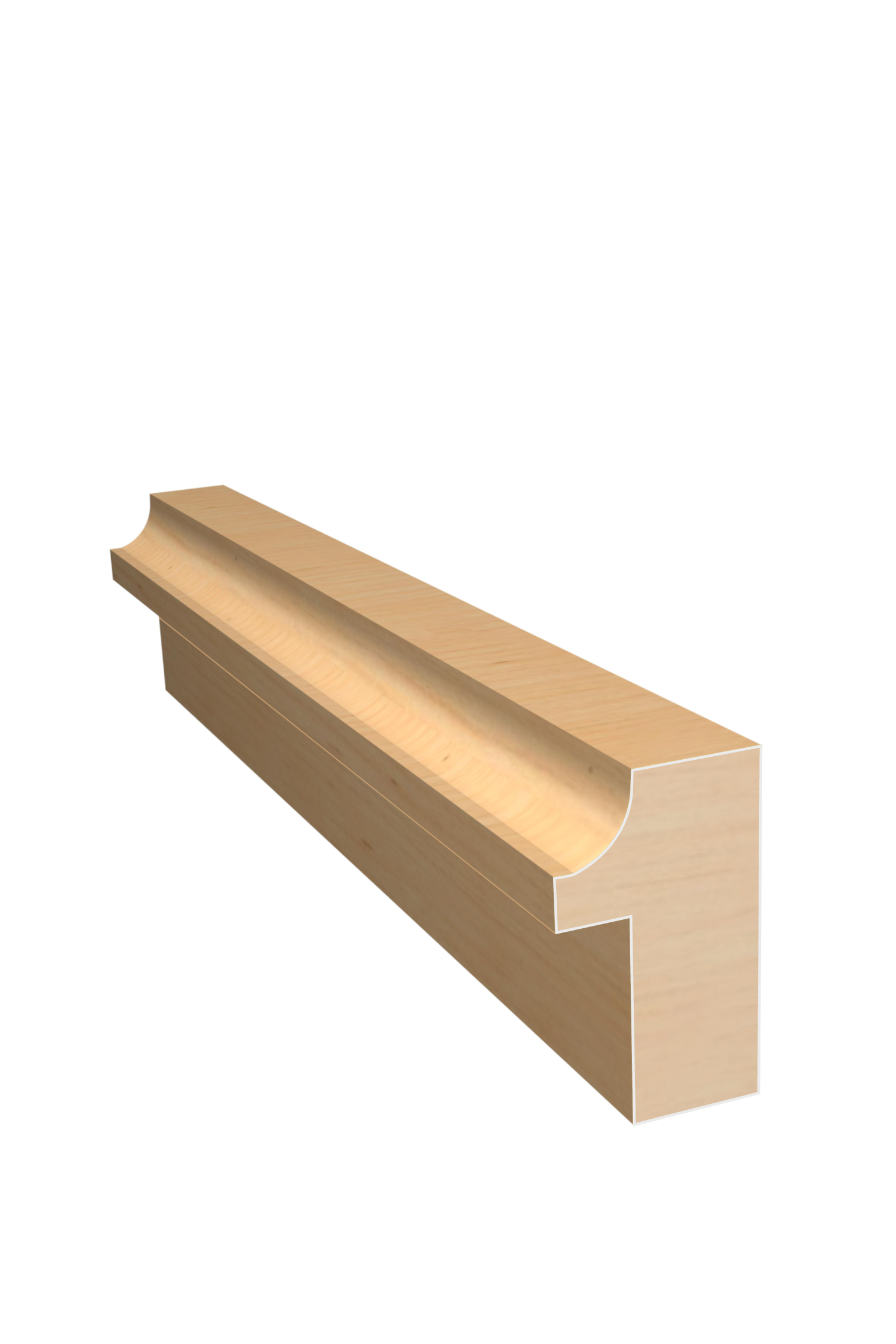 Three dimensional rendering of custom backband wood molding BBPL68 made by Public Lumber Company in Detroit.