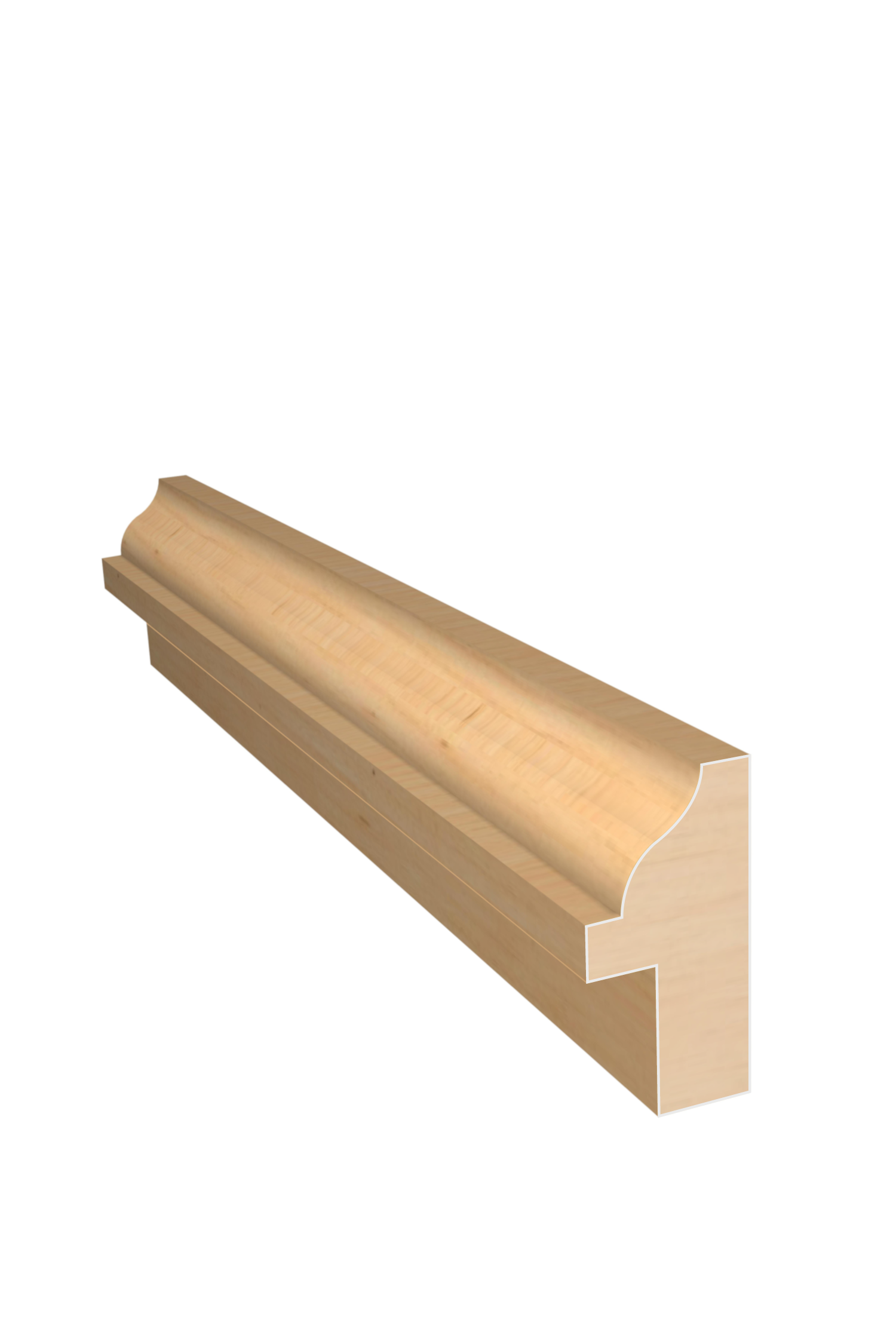 Three dimensional rendering of custom backband wood molding BBPL71 made by Public Lumber Company in Detroit.