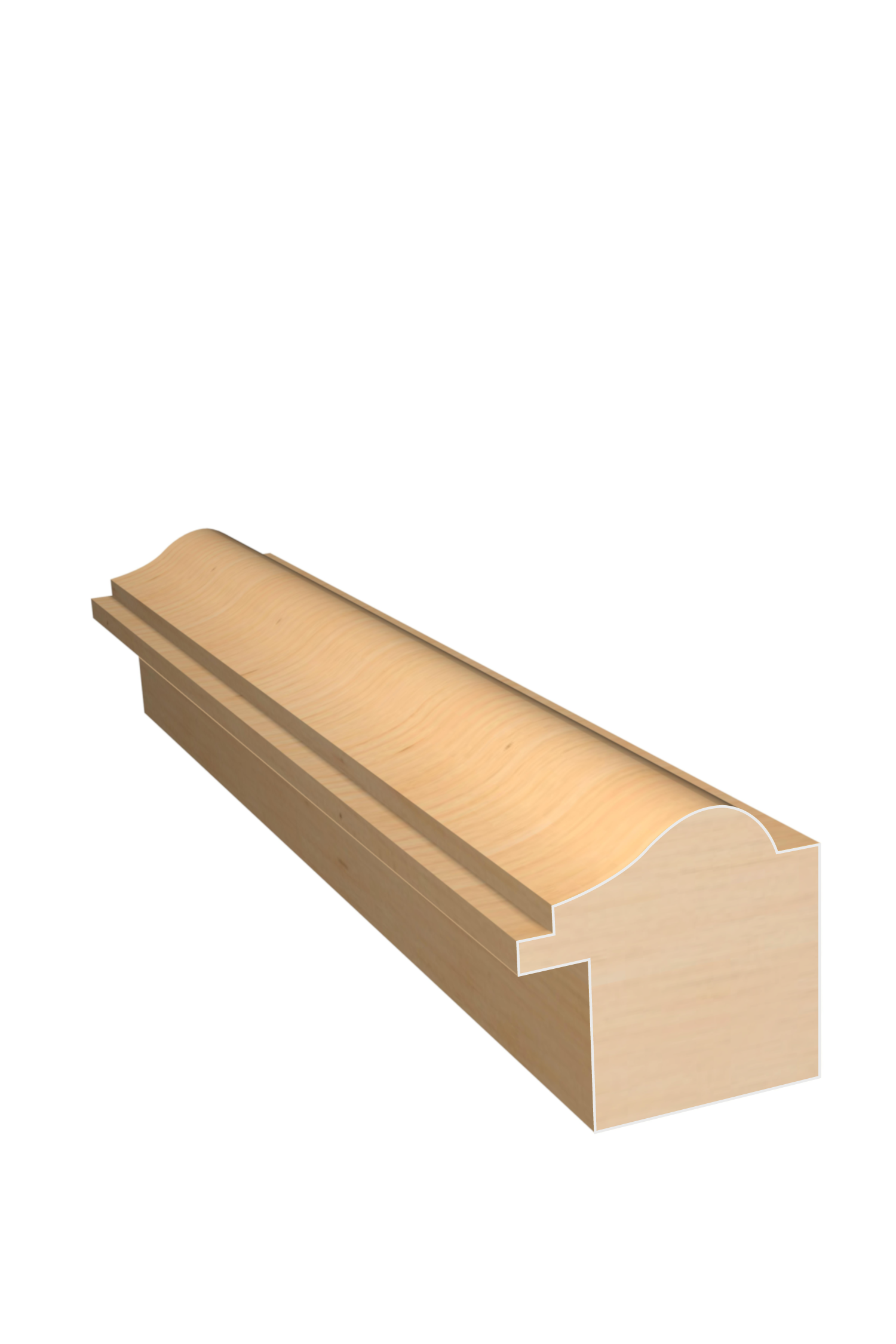 Three dimensional rendering of custom backband wood molding BBPL81 made by Public Lumber Company in Detroit.