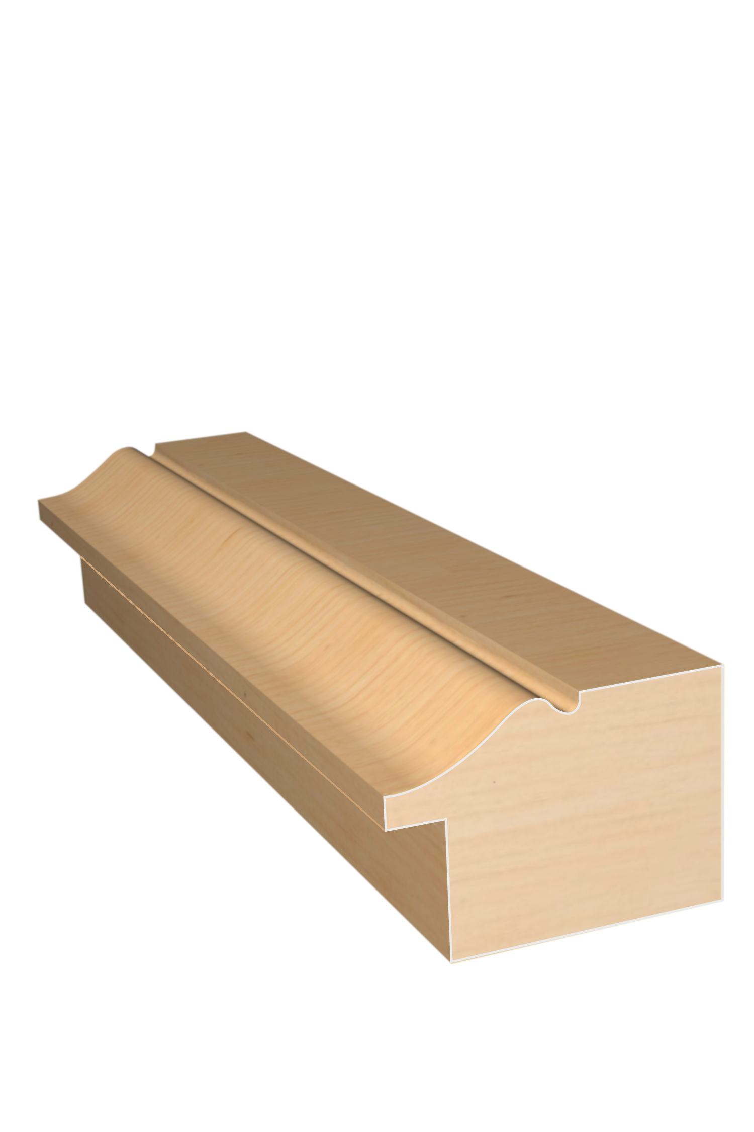 Three dimensional rendering of custom backband wood molding BBPL85 made by Public Lumber Company in Detroit.