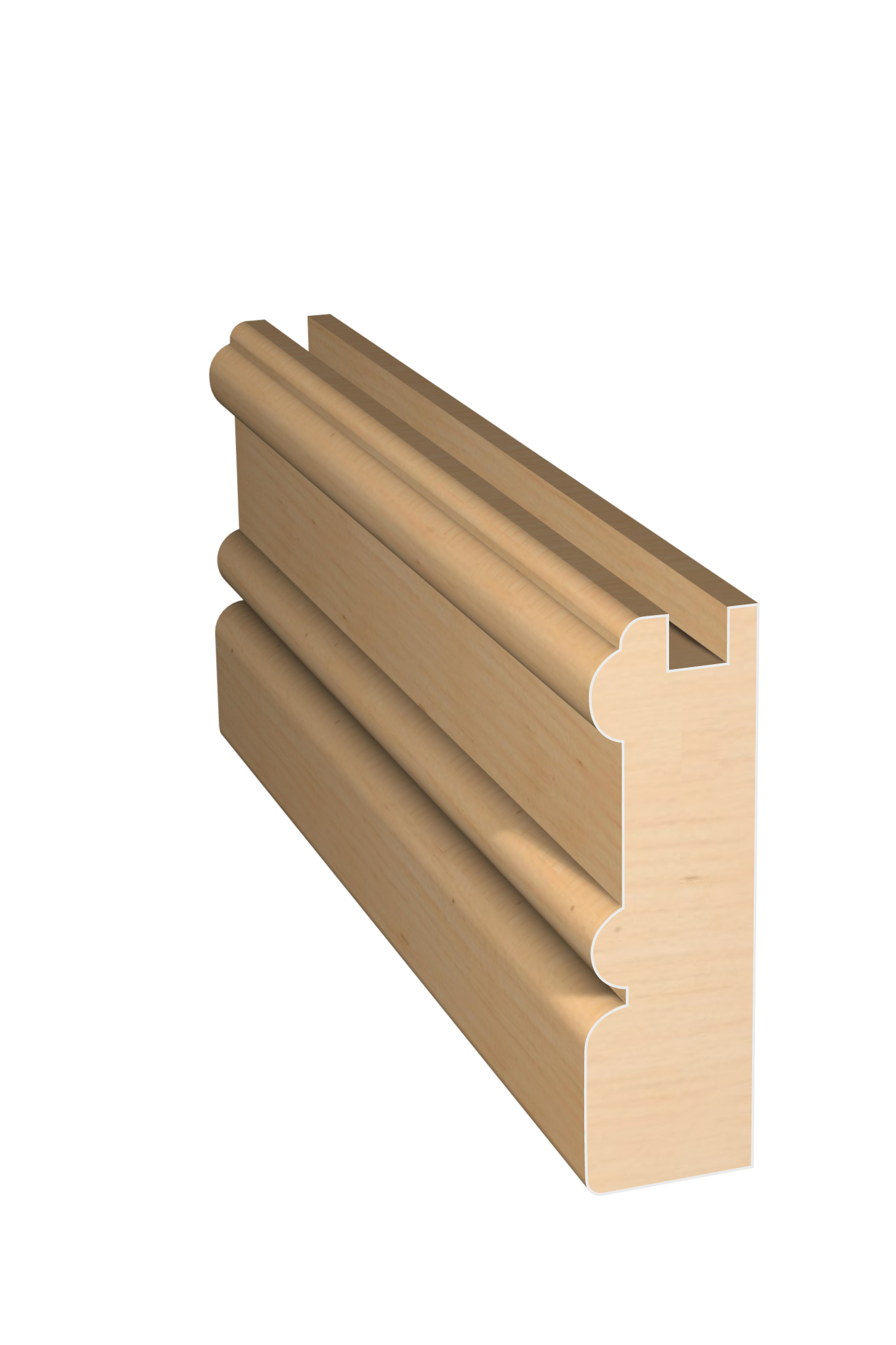 Three dimensional rendering of custom cabinet rail wood molding CABPL2122 made by Public Lumber Company in Detroit.
