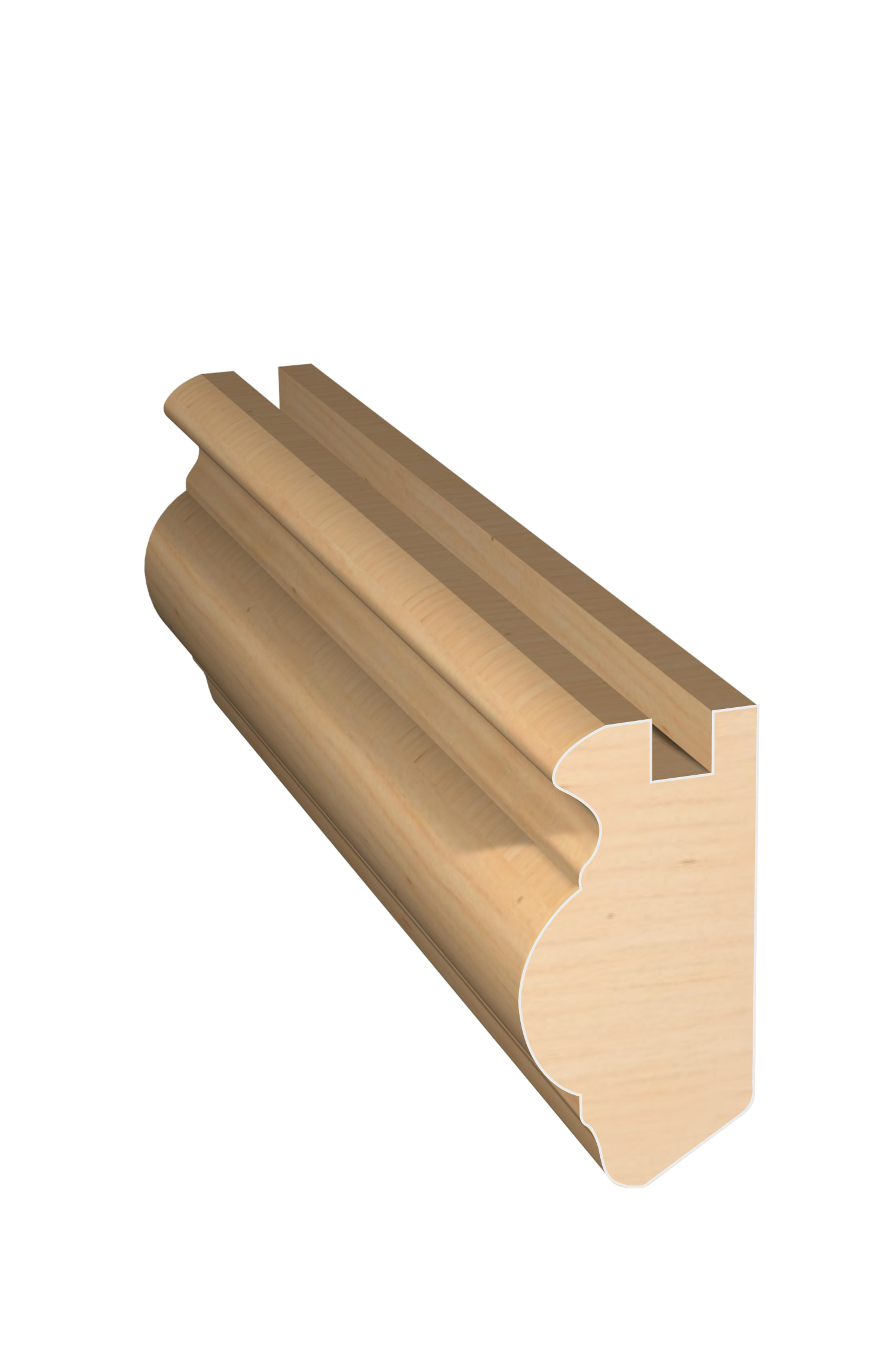 Three dimensional rendering of custom cabinet rail wood molding CABPL23 made by Public Lumber Company in Detroit.