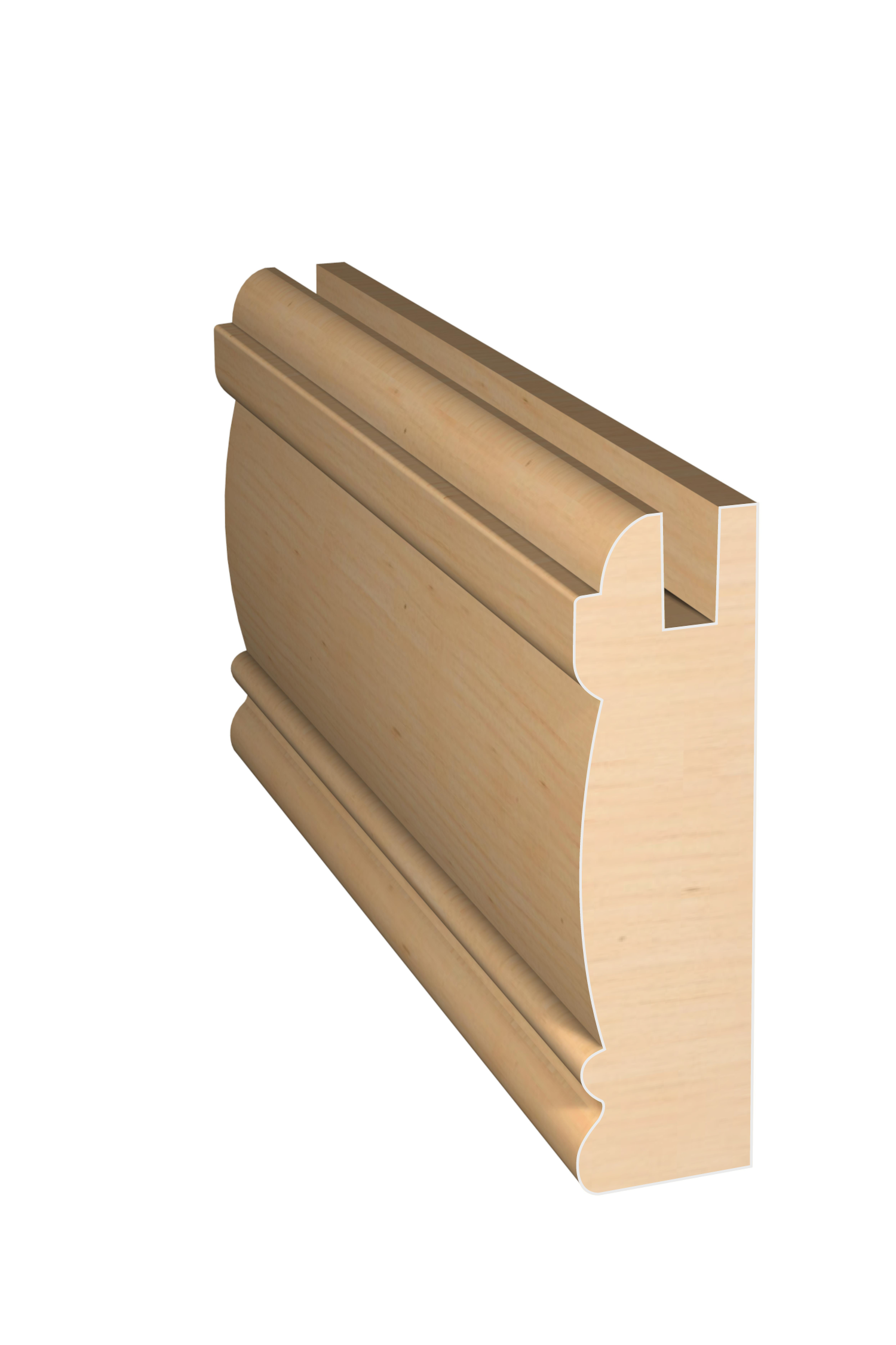 Three dimensional rendering of custom cabinet rail wood molding CABPL32 made by Public Lumber Company in Detroit.