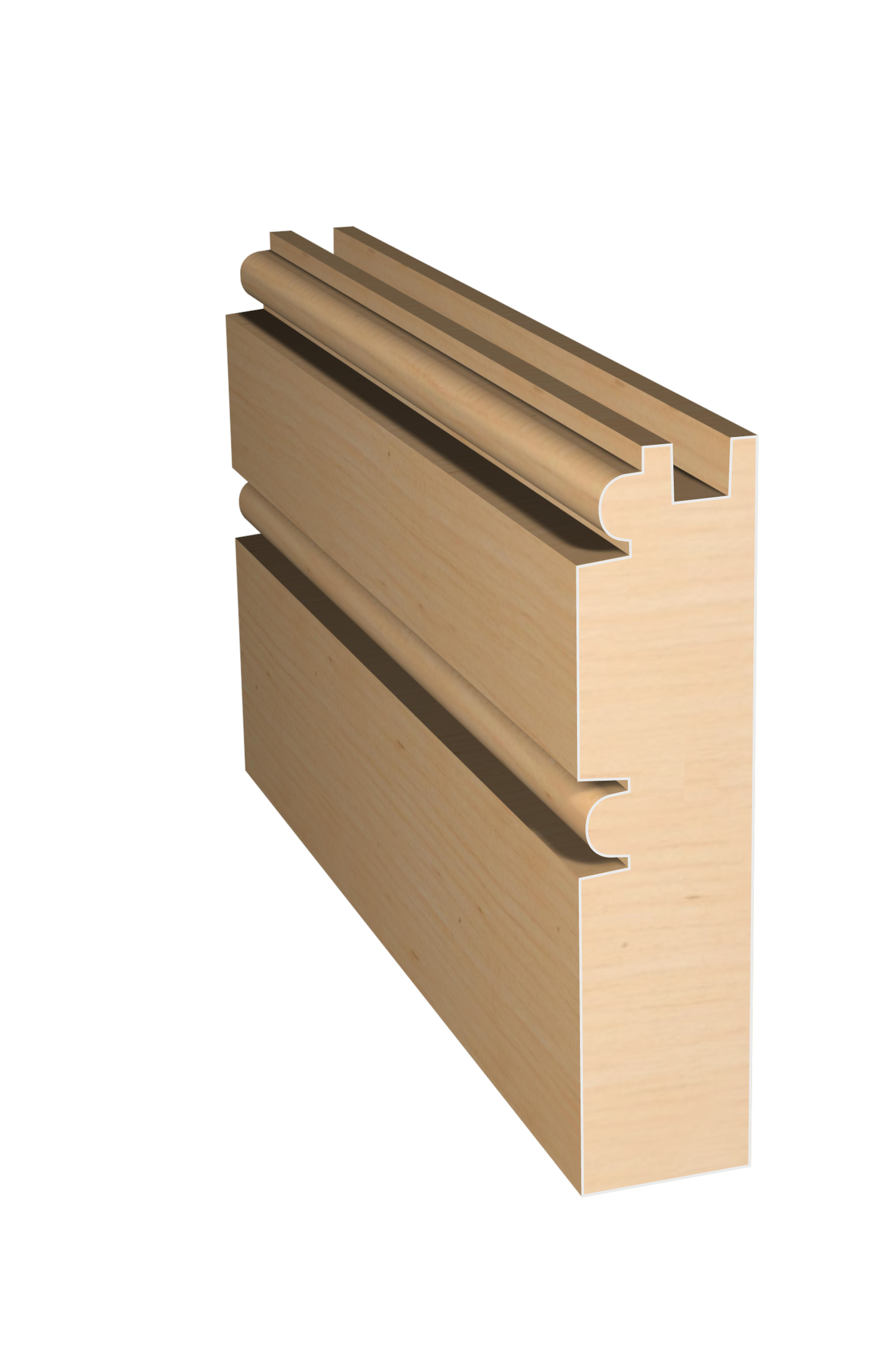 Three dimensional rendering of custom cabinet rail wood molding CABPL3381 made by Public Lumber Company in Detroit.