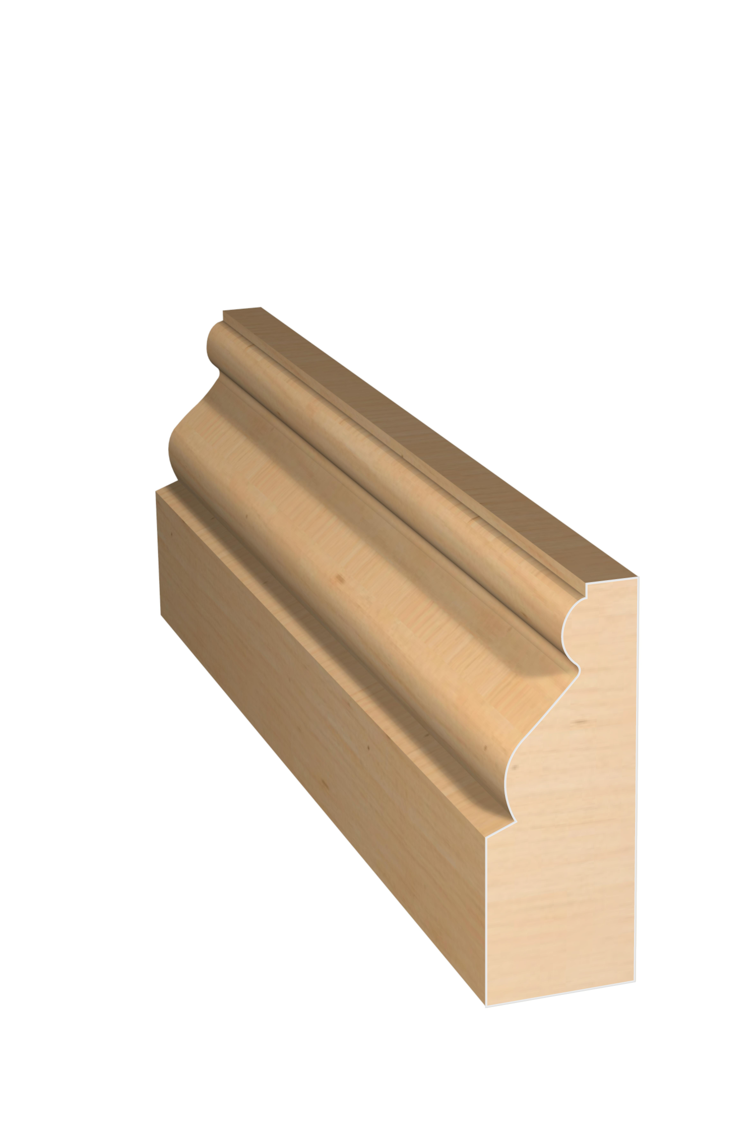 Three dimensional rendering of custom casing wood molding CAPL26 made by Public Lumber Company in Detroit.