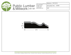 Technical drawing of a molding profile with Public Lumber & Millwork branding.