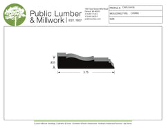 Technical drawing of a molding profile with Public Lumber & Millwork branding.