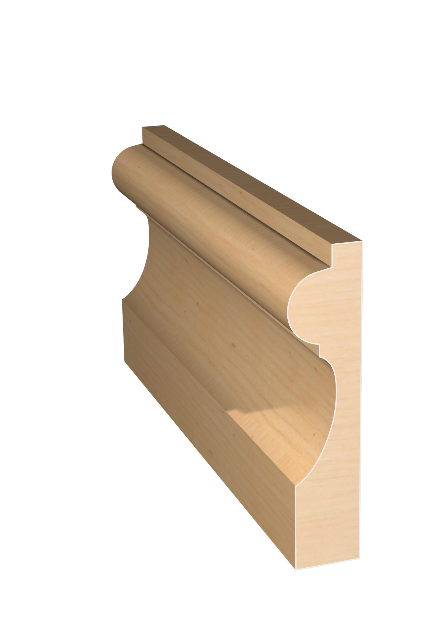 Three dimensional rendering of custom casing wood molding CAPL38 made by Public Lumber Company in Detroit.