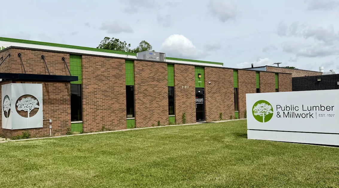 Image of the Public Lumber & Millwork building and store where custom millwork is available.
