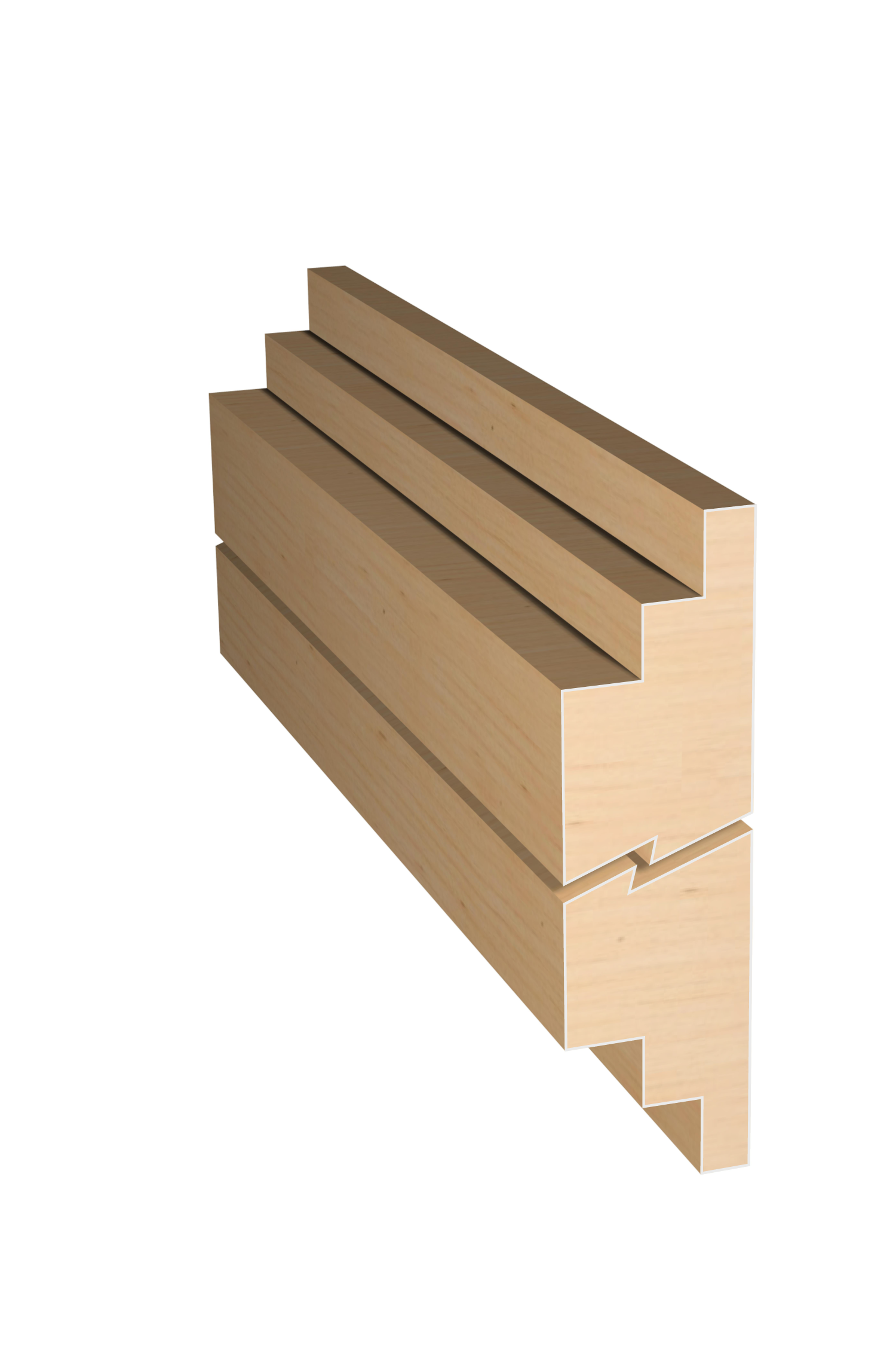 Three dimensional rendering of custom edge profile wood molding SKPL11 made by Public Lumber Company in Detroit.
