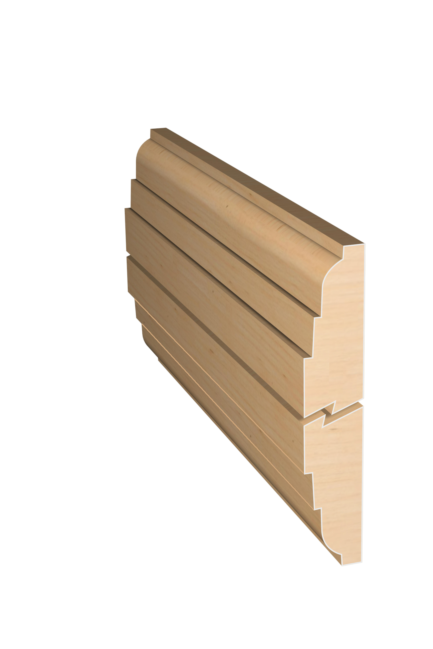 Three dimensional rendering of custom edge profile wood molding SKPL18 made by Public Lumber Company in Detroit.