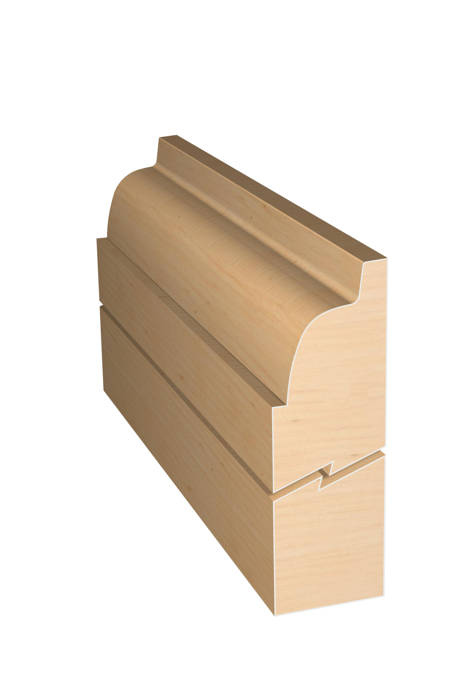 Three dimensional rendering of custom edge profile wood molding SKPL20 made by Public Lumber Company in Detroit.