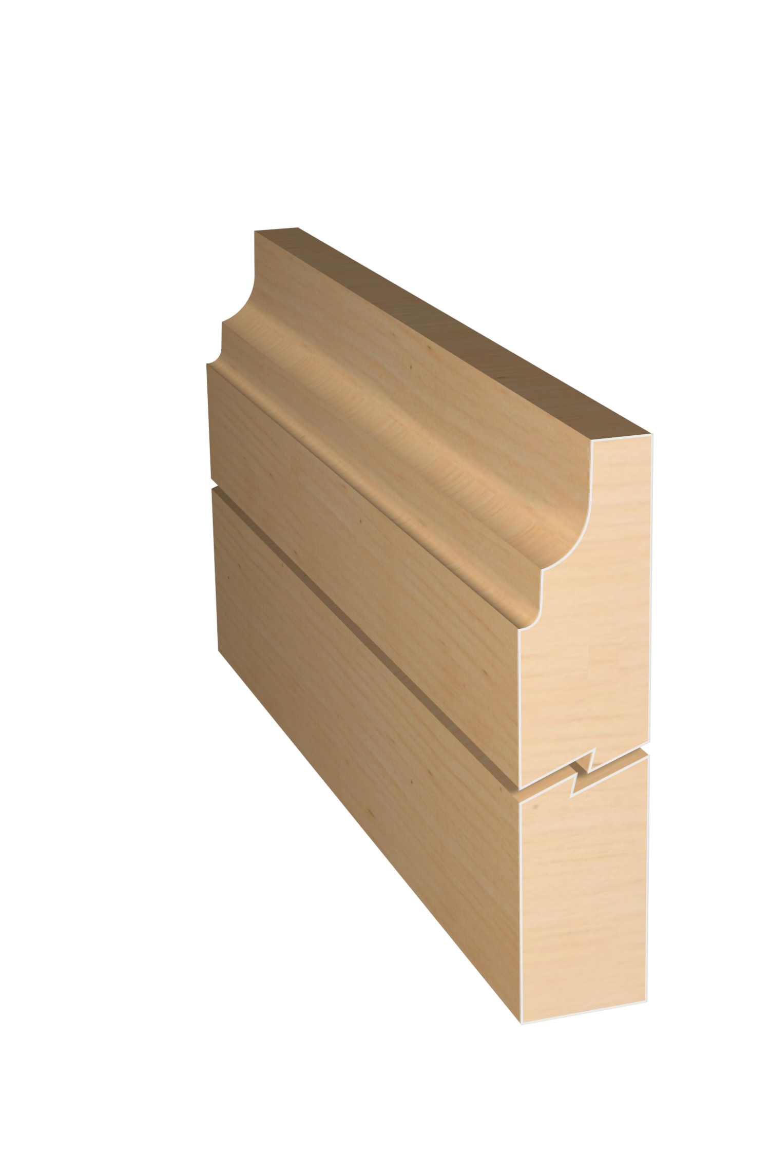 Three dimensional rendering of custom edge profile wood molding SKPL23 made by Public Lumber Company in Detroit.