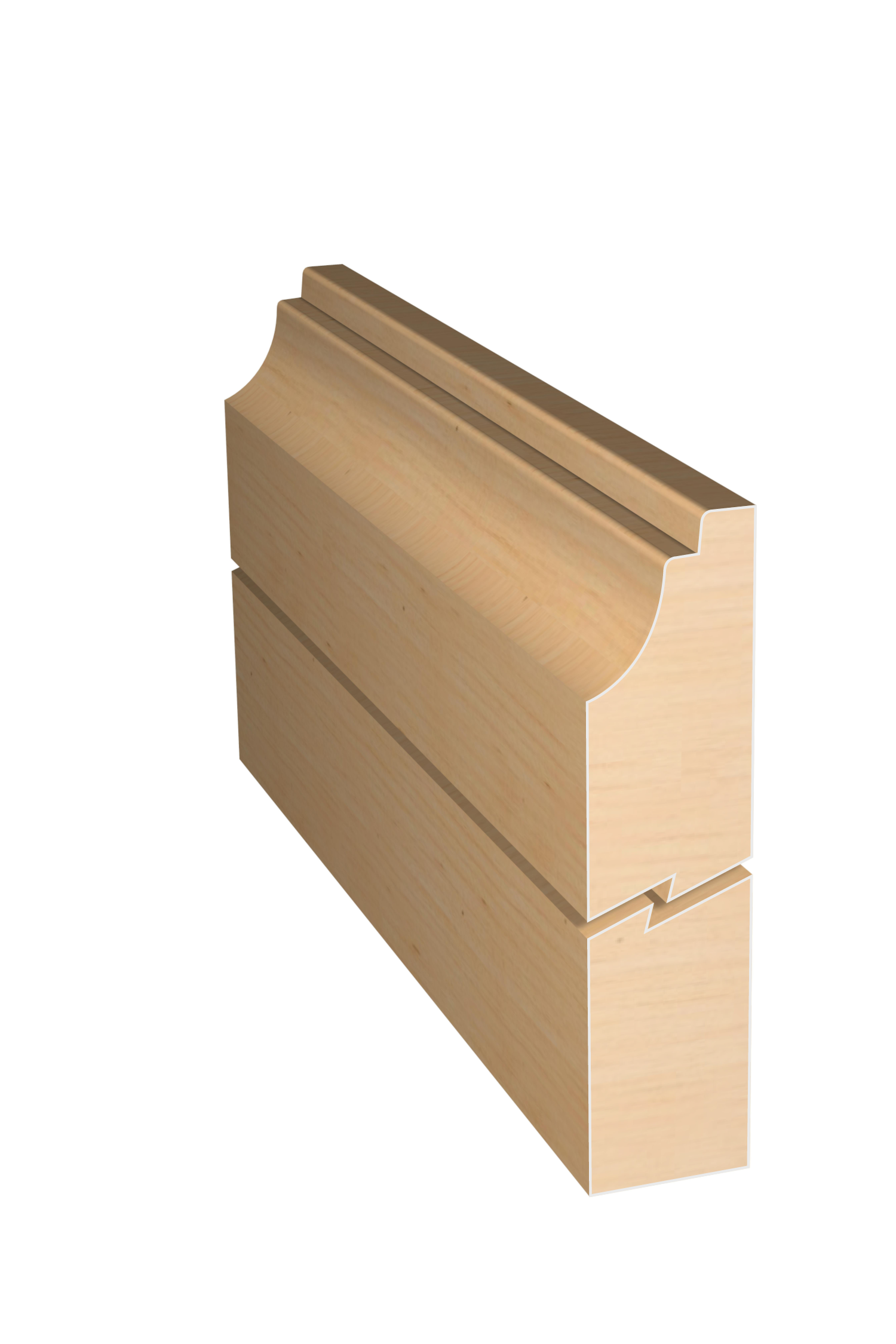 Three dimensional rendering of custom edge profile wood molding SKPL26 made by Public Lumber Company in Detroit.
