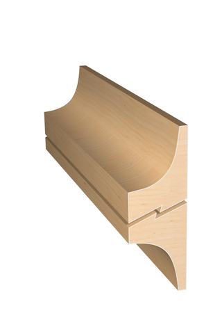 Three dimensional rendering of custom edge profile wood molding SKPL38 made by Public Lumber Company in Detroit.