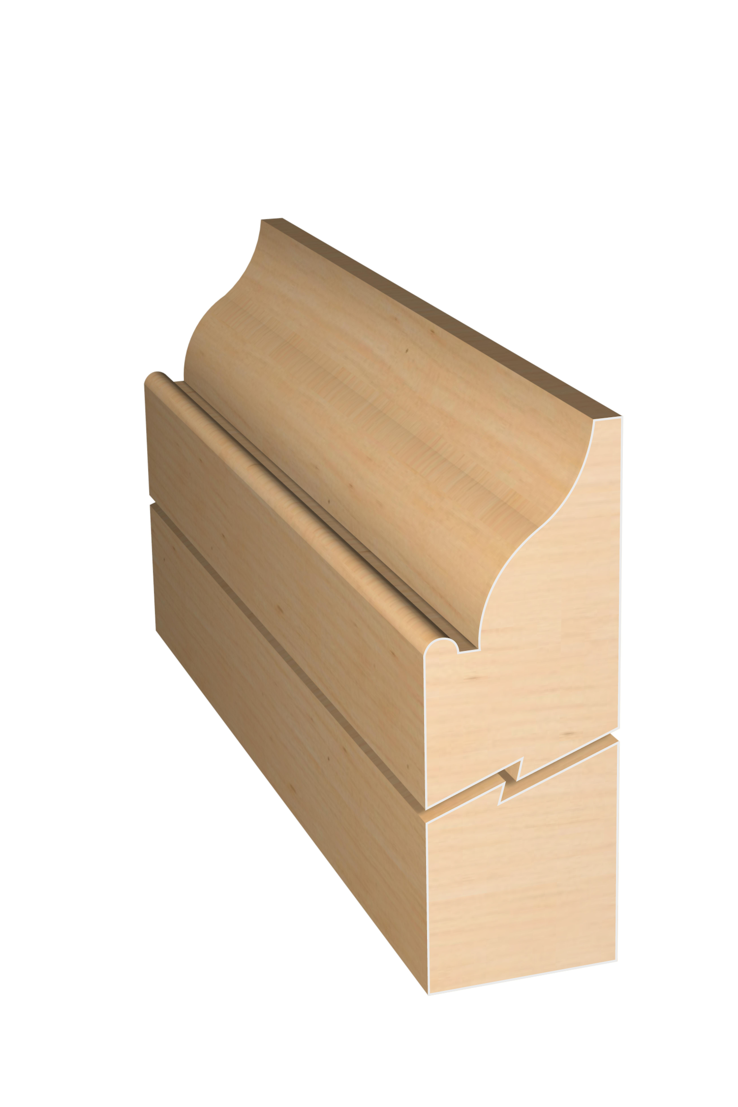 Three dimensional rendering of custom edge profile wood molding SKPL44 made by Public Lumber Company in Detroit.