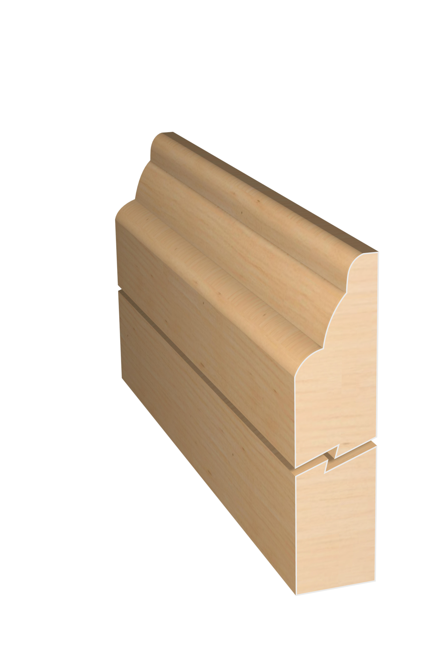 Three dimensional rendering of custom edge profile wood molding SKPL51 made by Public Lumber Company in Detroit.