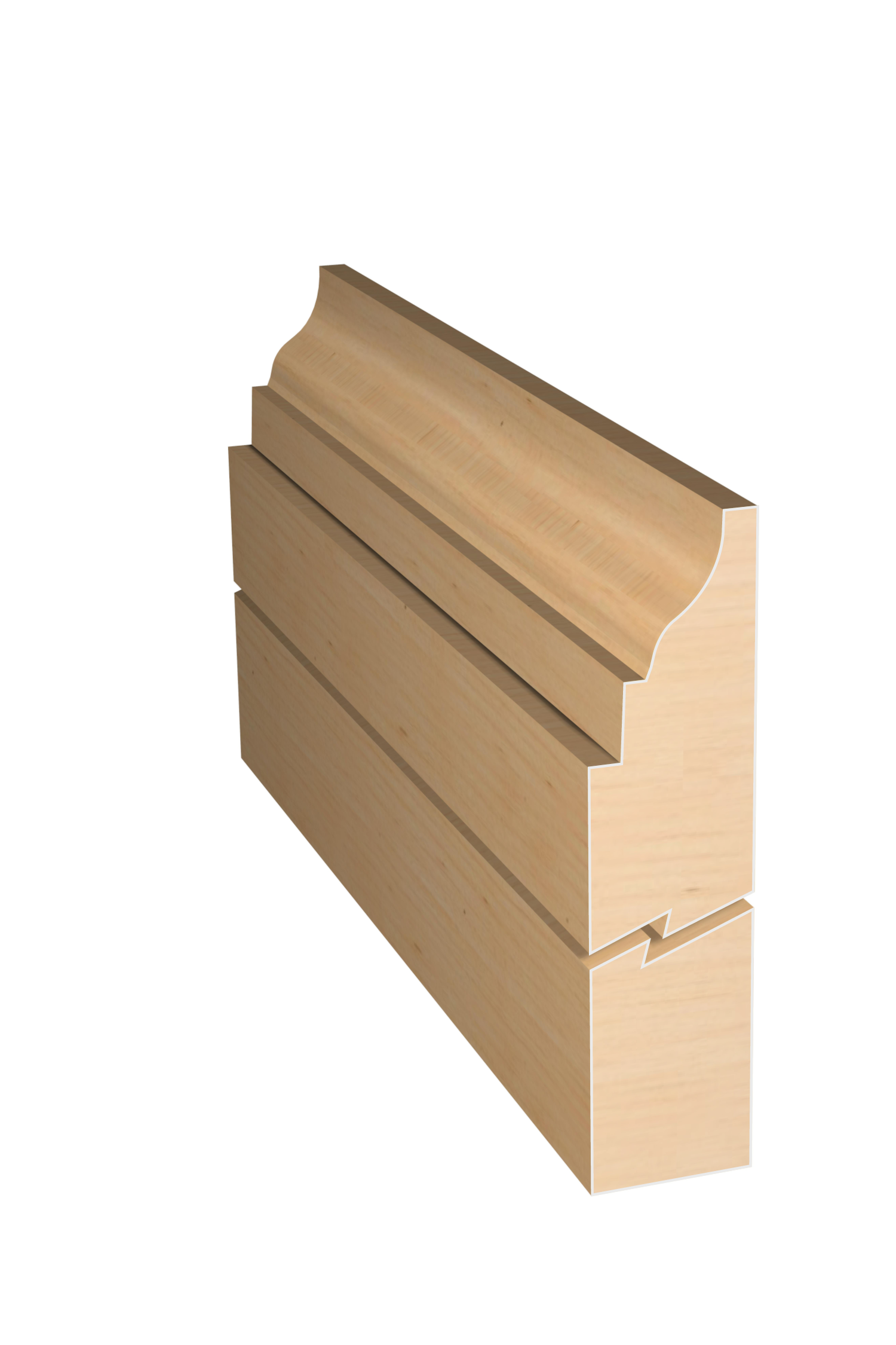 Three dimensional rendering of custom edge profile wood molding SKPL6 made by Public Lumber Company in Detroit.