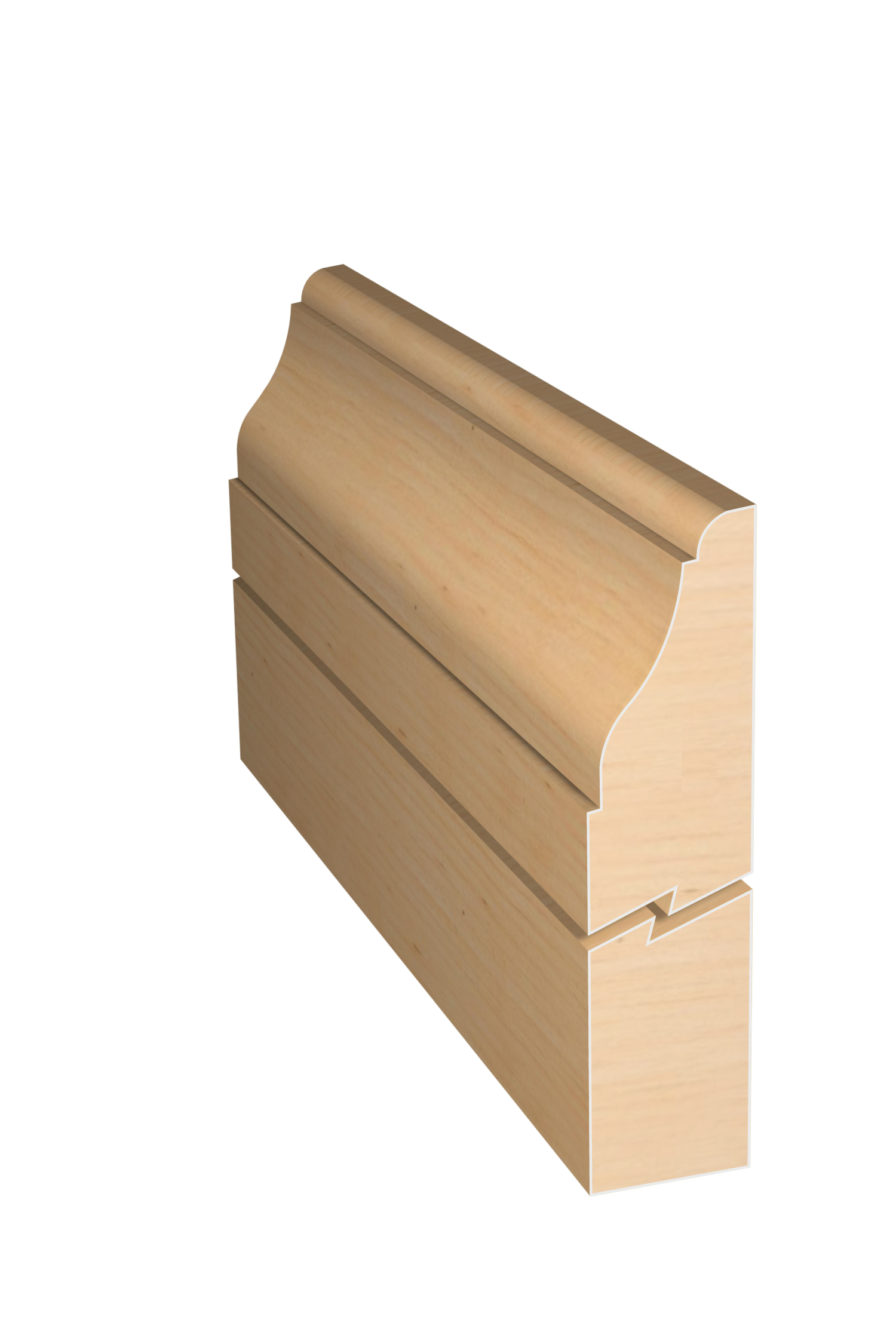 Three dimensional rendering of custom edge profile wood molding SKPL74 made by Public Lumber Company in Detroit.