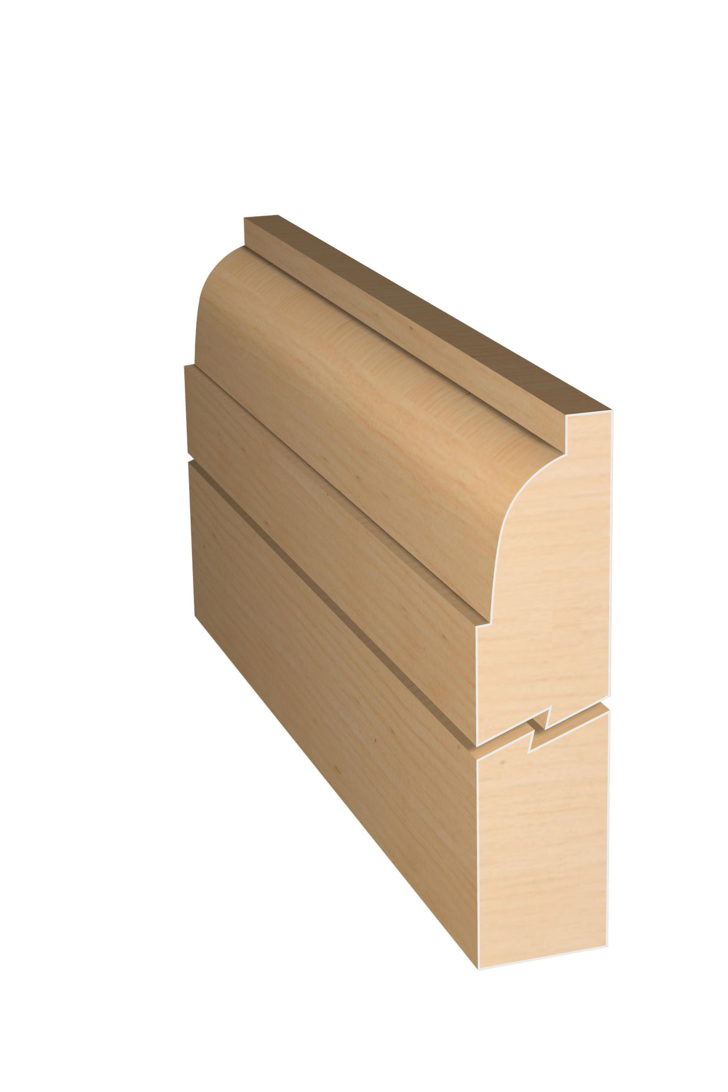 Three dimensional rendering of custom edge profile wood molding SKPL81 made by Public Lumber Company in Detroit.