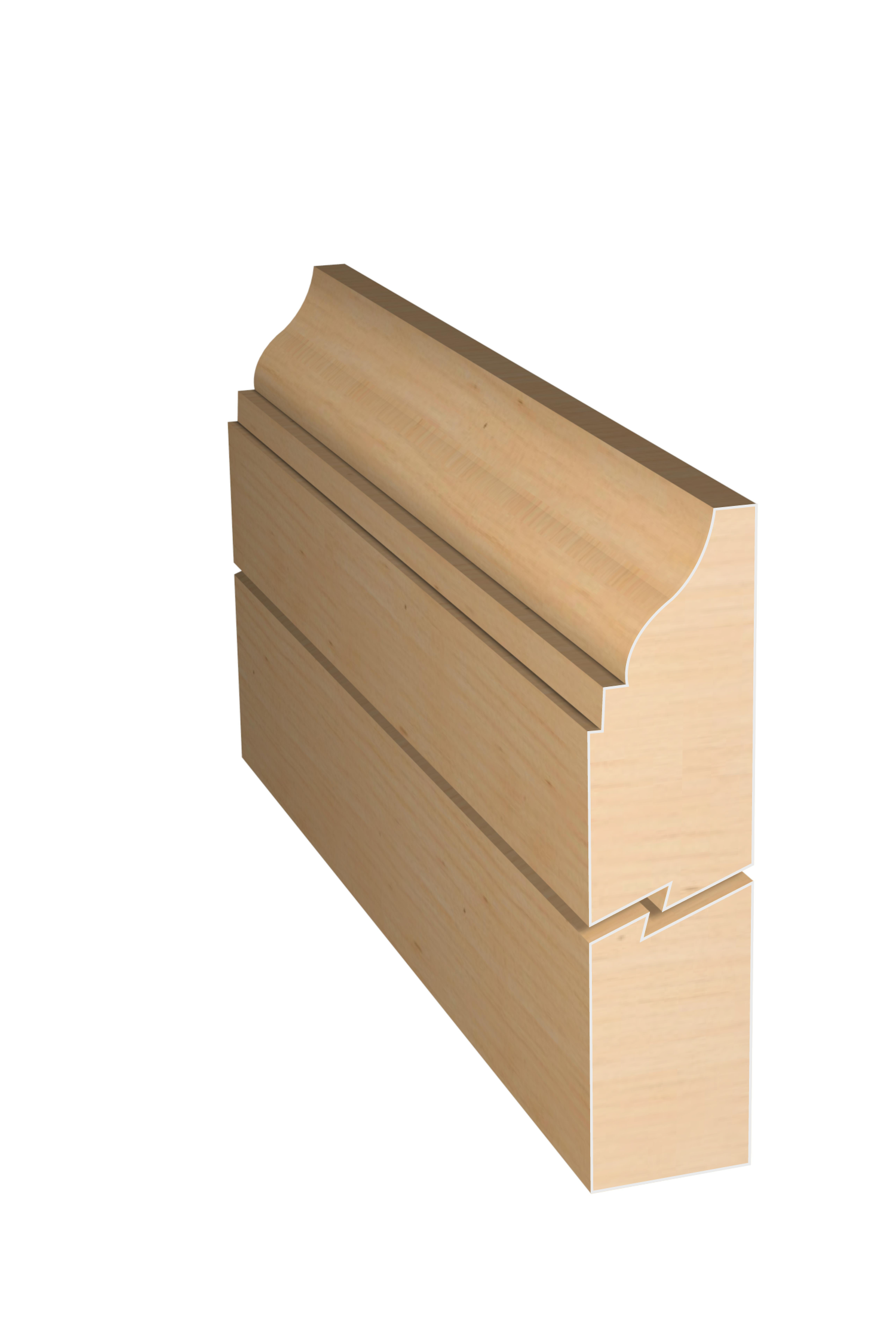 Three dimensional rendering of custom edge profile wood molding SKPL9 made by Public Lumber Company in Detroit.