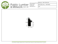 Technical drawing of a molding profile with Public Lumber & Millwork branding.