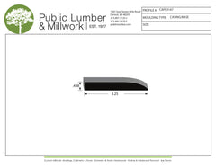 Technical drawing of a molding profile with Public Lumber & Millwork branding.